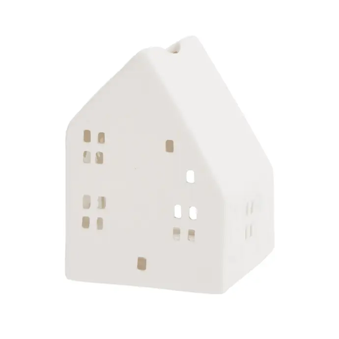 MADAM STOLTZ / Keramická lucerna ve tvaru domečku White - větší