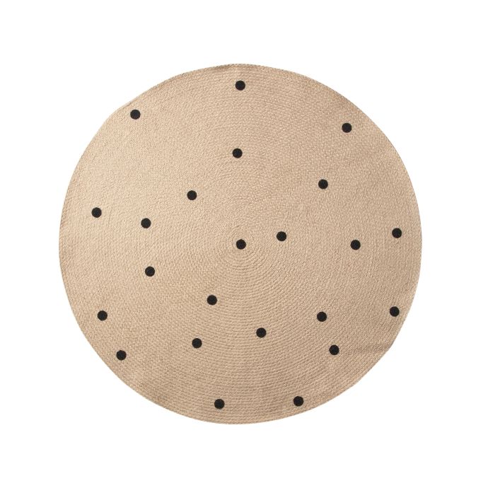 ferm LIVING / Jutový koberec Black Dots Small Ø100 cm