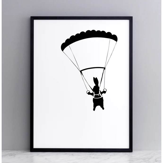 HAM / Sítotisk s králíkem s padákem Parachuting Rabbit 30 x 40 cm