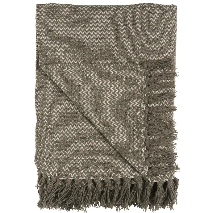 Ib Laursen / Bavlnený prehoz Brown/Cream Zigzag 130x160 cm