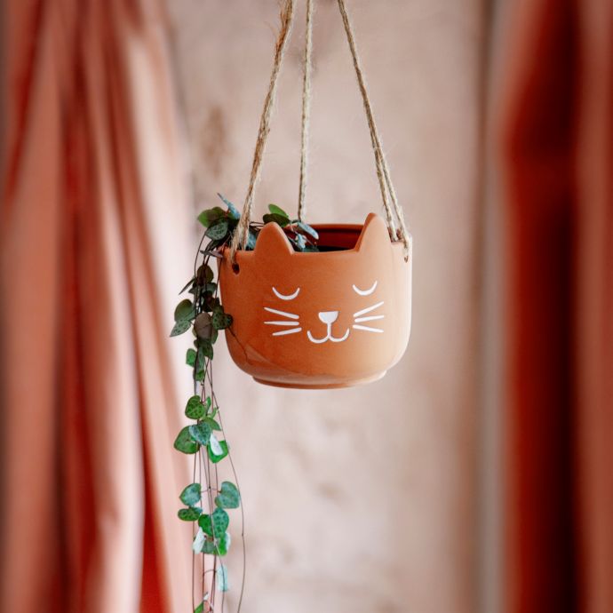 sass & belle / Závěsný terakotový obal na květináč Cat's Whiskers