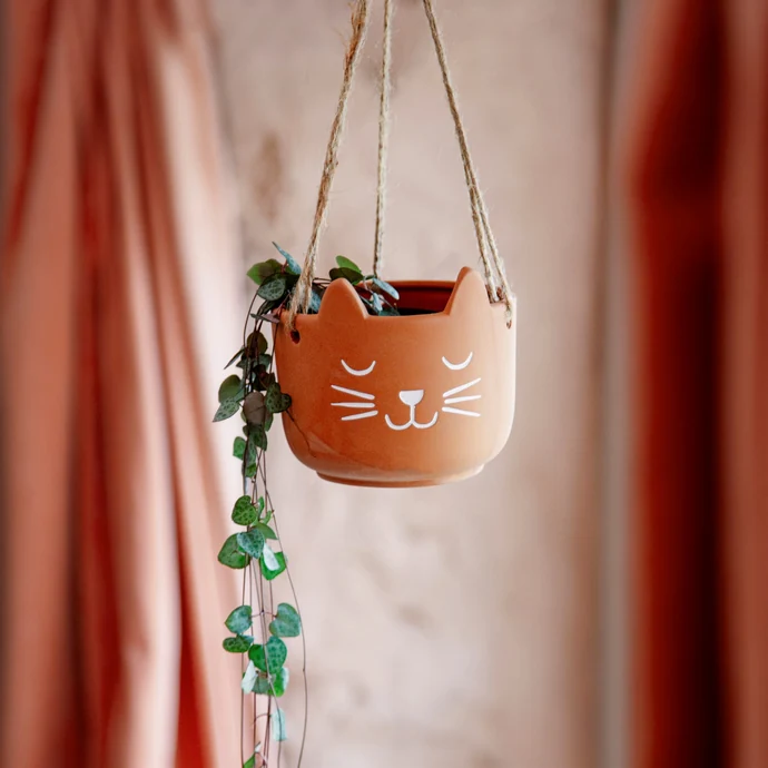 sass & belle / Závěsný terakotový obal na květináč Cat's Whiskers