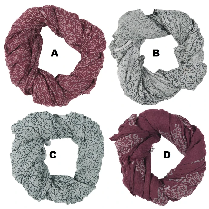 IB LAURSEN / Bavlněný šátek Grey/Bordeaux Combinations