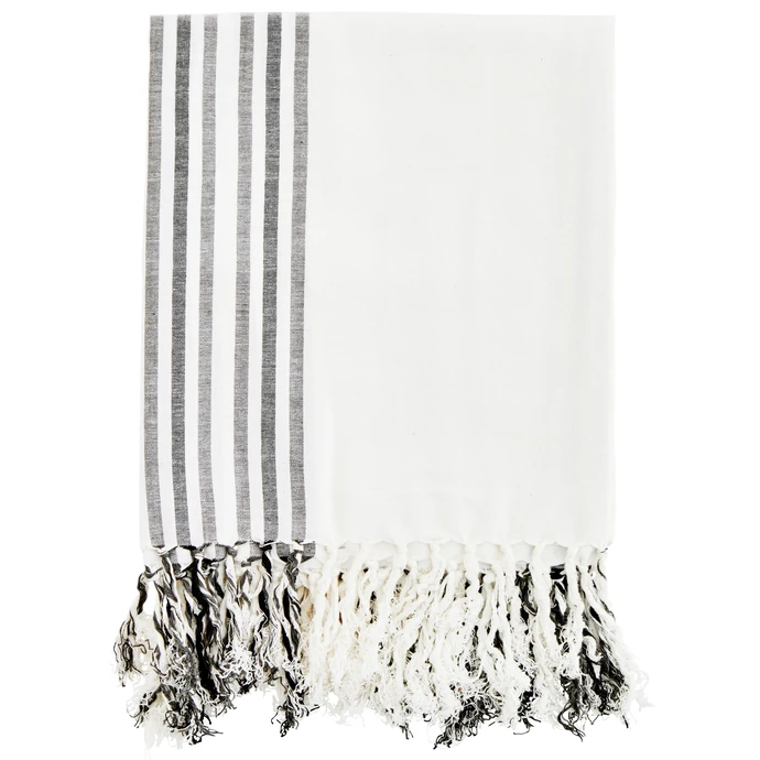 MADAM STOLTZ / Bavlněný ručník s třásněmi Off White 100×180 cm
