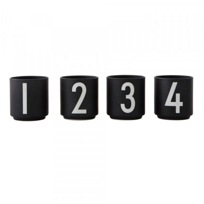 DESIGN LETTERS / Hrnčeky na espresso 1234 Black 100 ml - set 4 ks