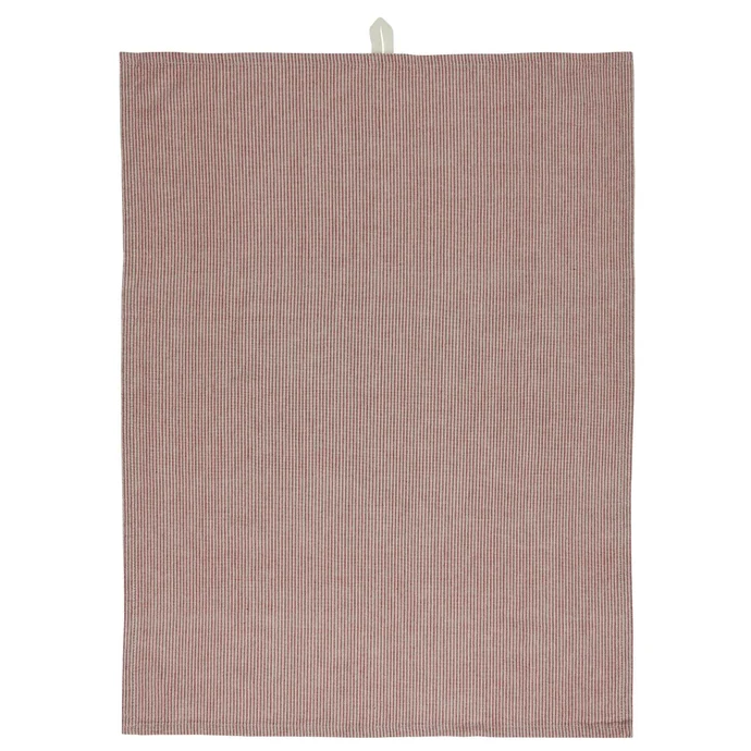 Ib Laursen / Bavlněná utěrka Beige/Red Small Stripes