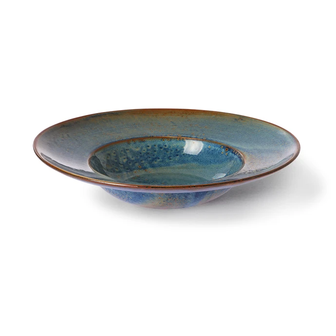 HK living / Keramický talíř na těstoviny Rustic Blue 28,5 cm