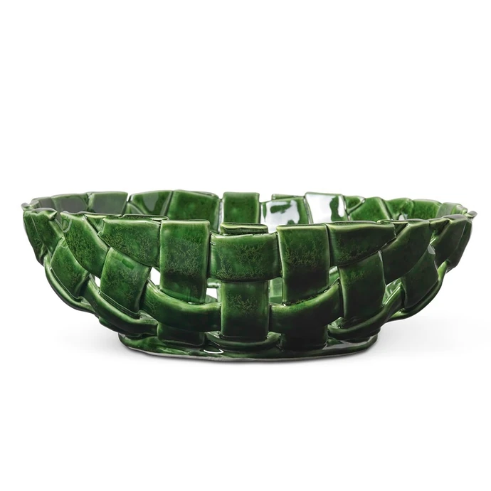 Ferm Living / Kameninová mísa Plait Emerald Green 30 cm