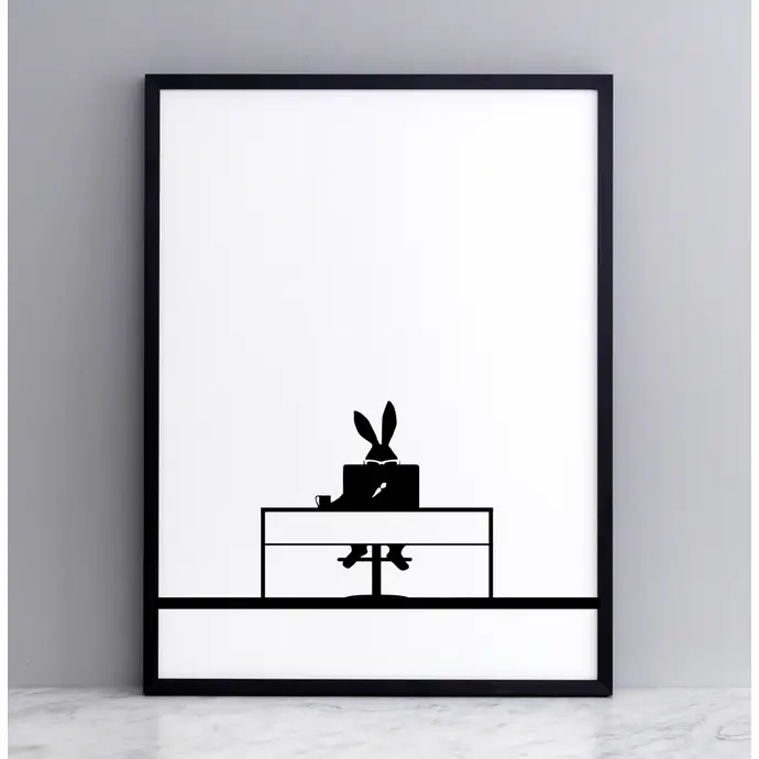 HAM / Sieťotlač s králikom Working Rabbit 30 x 40 cm