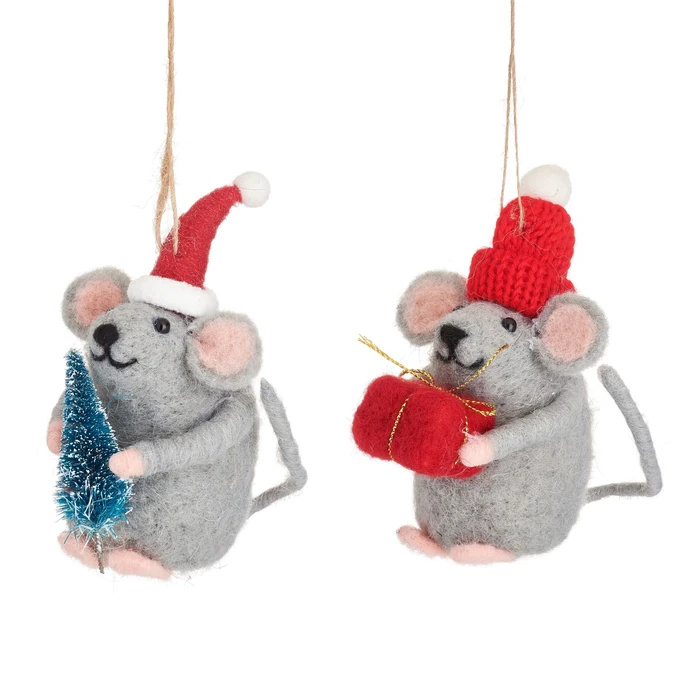 sass & belle / Plstená vianočná ozdoba Festive Gifting Mouse