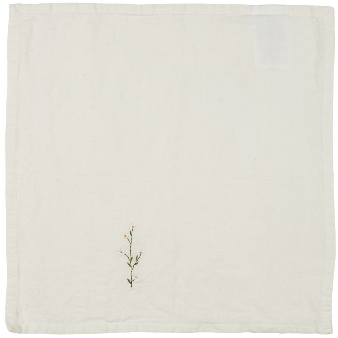 IB LAURSEN / Vyšívaný obrúsok Cream White Daisies
