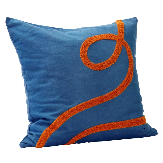Hübsch / Bavlnený vankúš s výplňou Wave Blue/Orange 50x50 cm