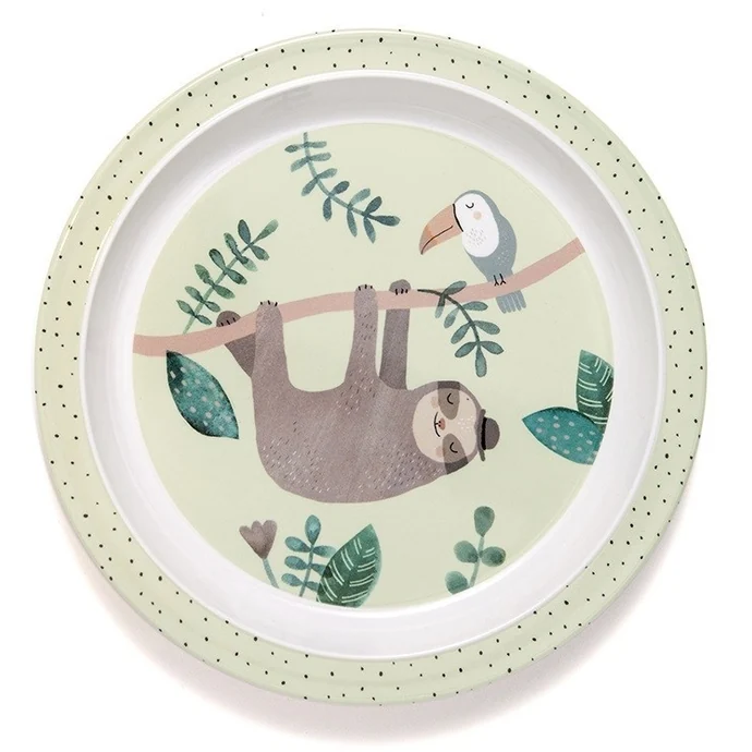 PETIT MONKEY / Detský melamínový tanier s okrajmi Sloth 21,5 cm