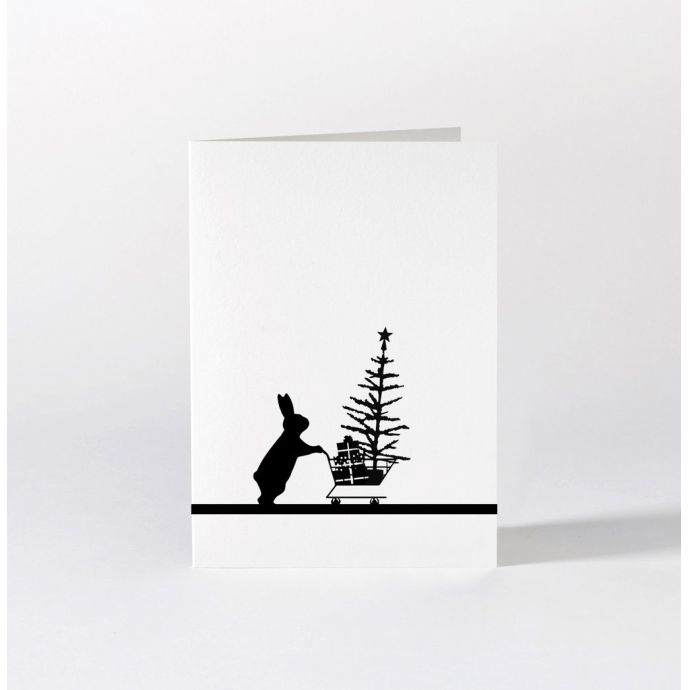 HAM / Černobílé vánoční přání Christmas Shopping Rabbit