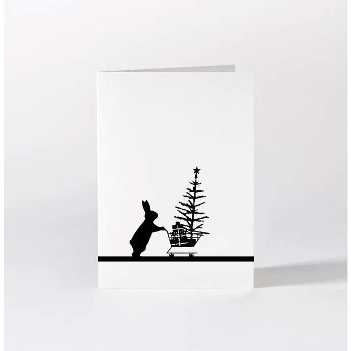 HAM / Čierno-biele vianočné prianie Christmas Shopping Rabbit