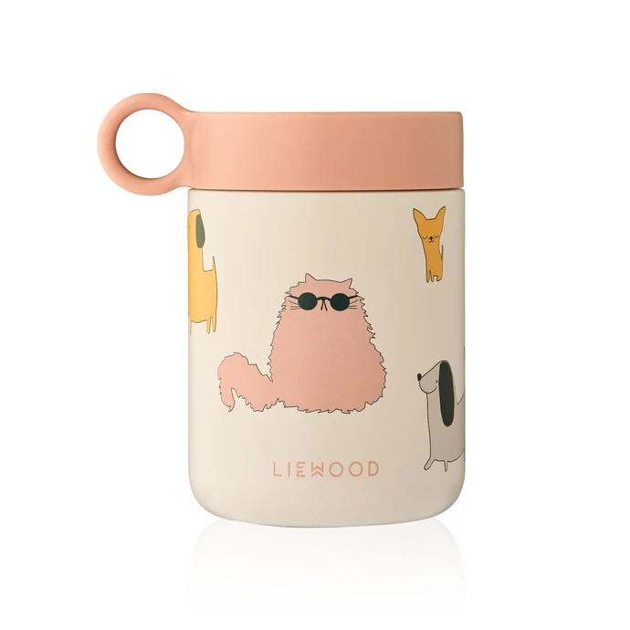 LIEWOOD / Dětská termoska na jídlo i nápoje Kiani Cats and Dogs 350 ml