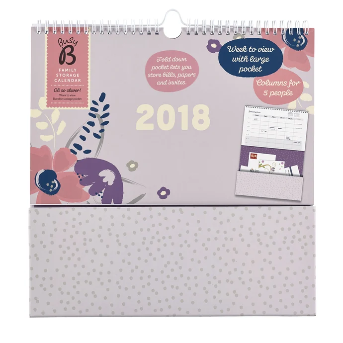 Busy B / Rodinný plánovací kalendář s kapsou 2018 Pretty