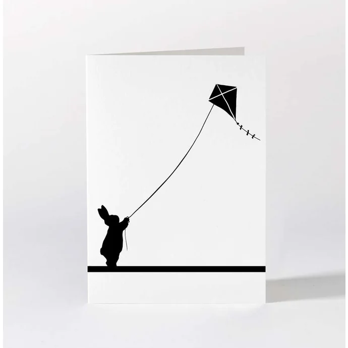 HAM / Černobílé přání Kite Flying Rabbit
