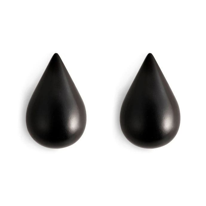 normann COPENHAGEN / Dřevěné háčky Large Black Drop - set 2 ks