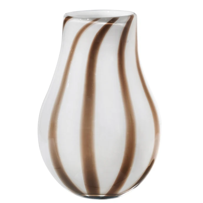 Broste / Skleněná váza Ada Stripe Taupe Warm Grey