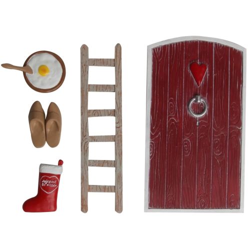 Det Gamle Apotek / Dekorativní dvířka pro vánoční skřítky Nisse Door Red - set 5 ks