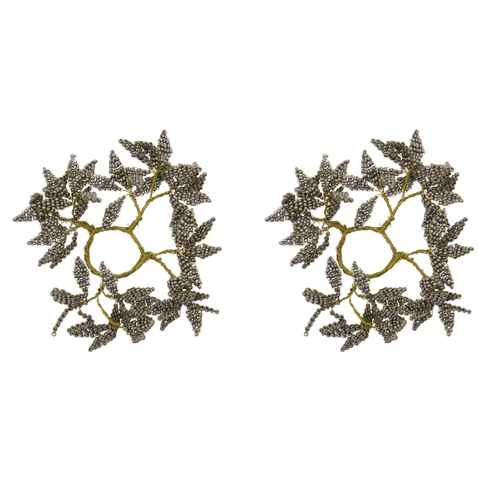 House Doctor / Ozdobný krúžok na sviečku Pearl Grey/Gold – set 2 ks