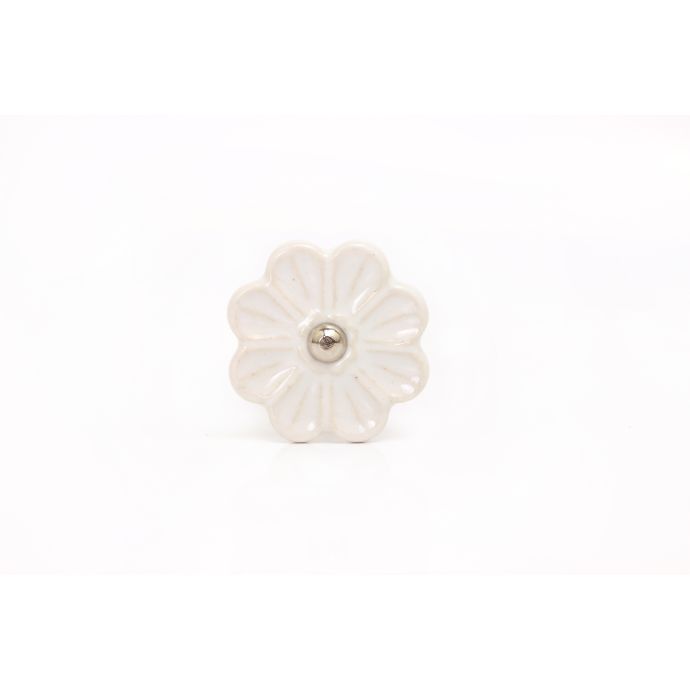 La finesse / Porcelánová úchytka Flower - bílá