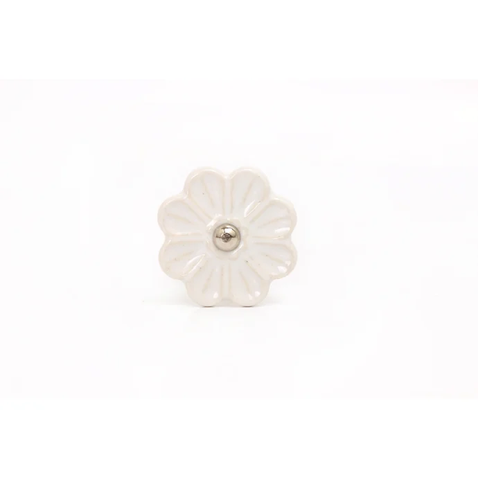 La finesse / Porcelánová úchytka Flower - bílá