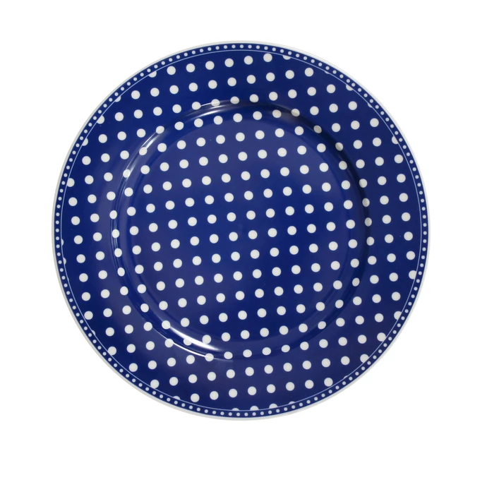 Krasilnikoff / Porcelánový obědový talíř Dots Dark Blue 26,5 cm