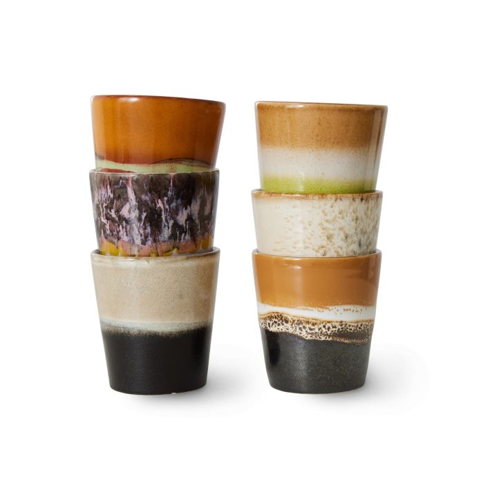 HK living / Kameninový hrnček 70's Soil 180 ml - set 6 ks