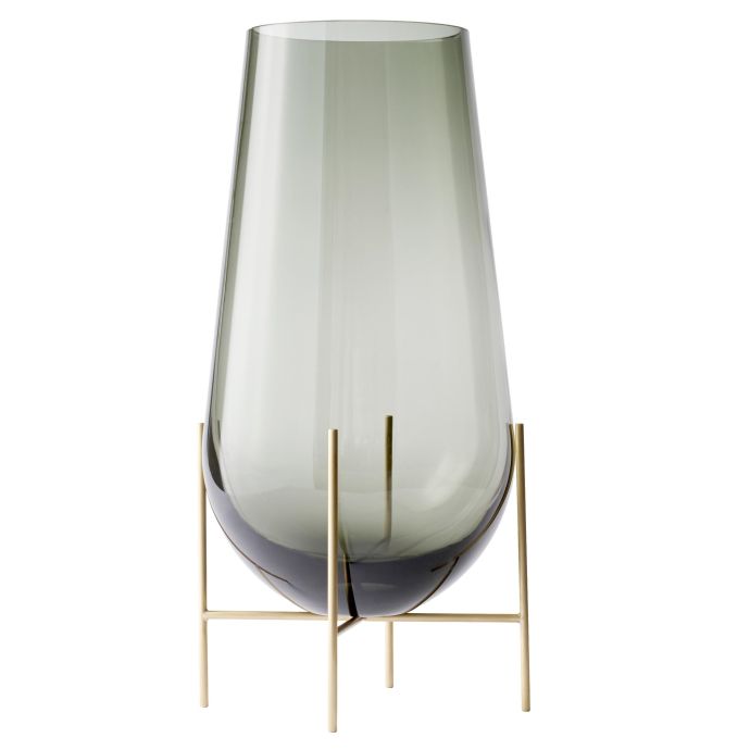 Audo Copenhagen / Váza Échasse Smoke/Brushed Brass 28 cm