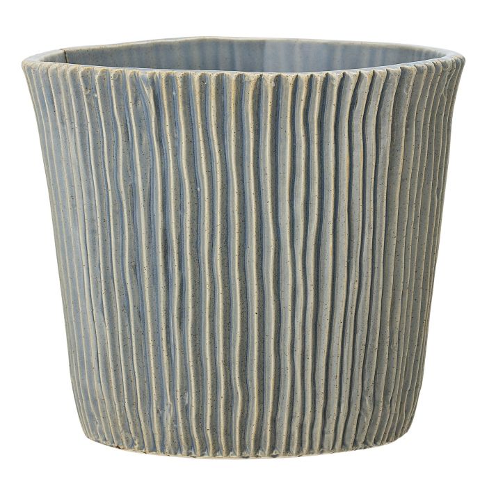 Bloomingville / Keramický obal na kvetináč Blue Grooves ⌀ 20,5 cm