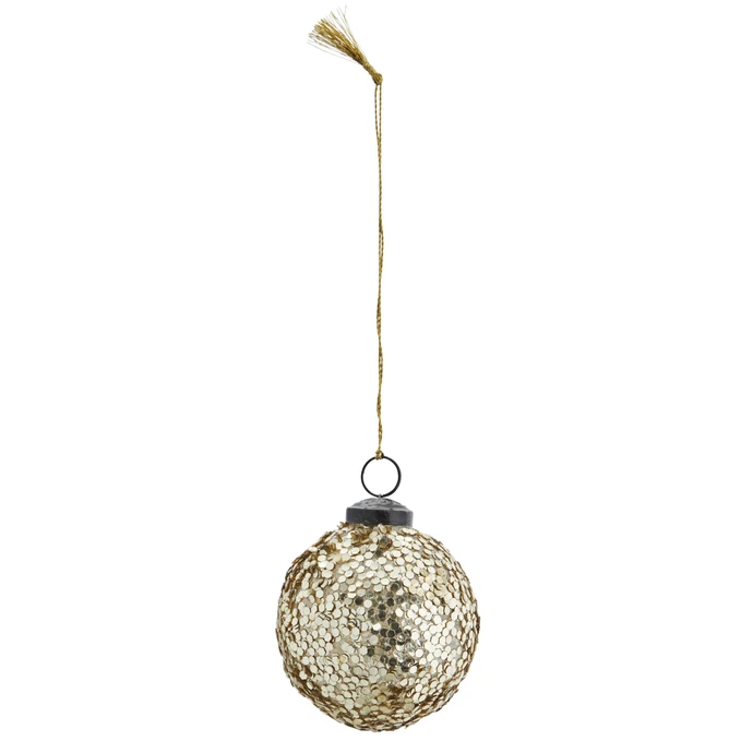 MADAM STOLTZ / Skleněná vánoční ozdoba Glitter Gold 7 cm