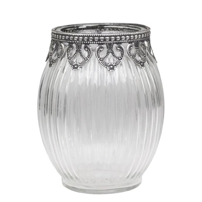 Chic Antique / Skleněná vázička Glass/Silver decor