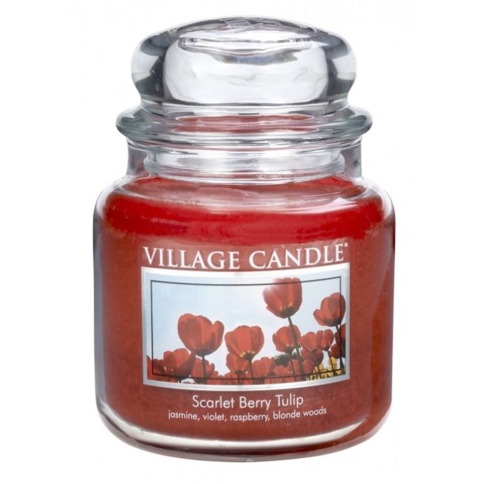 VILLAGE CANDLE / Sviečka v skle Scarlet berry tulip - stredná