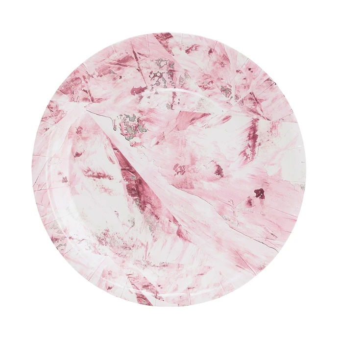 House Doctor / Papierové tanieriky Pink Marble 23 cm - set 12 ks