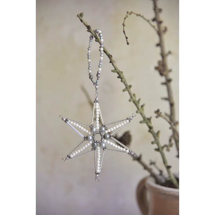 Jeanne d'Arc Living / Závesná hviezda Pearl Star Grey 11 cm