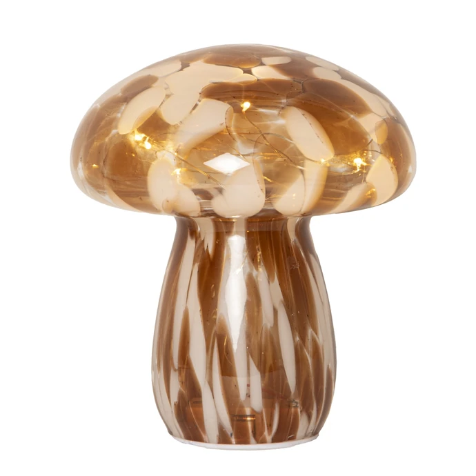 STAR TRADING / Svetelná LED dekorácia Funghi Brown Glass 17 cm