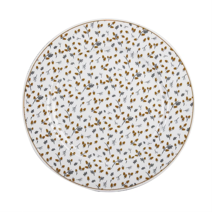 Krasilnikoff / Porcelánový talíř Golden Acorns 27 cm