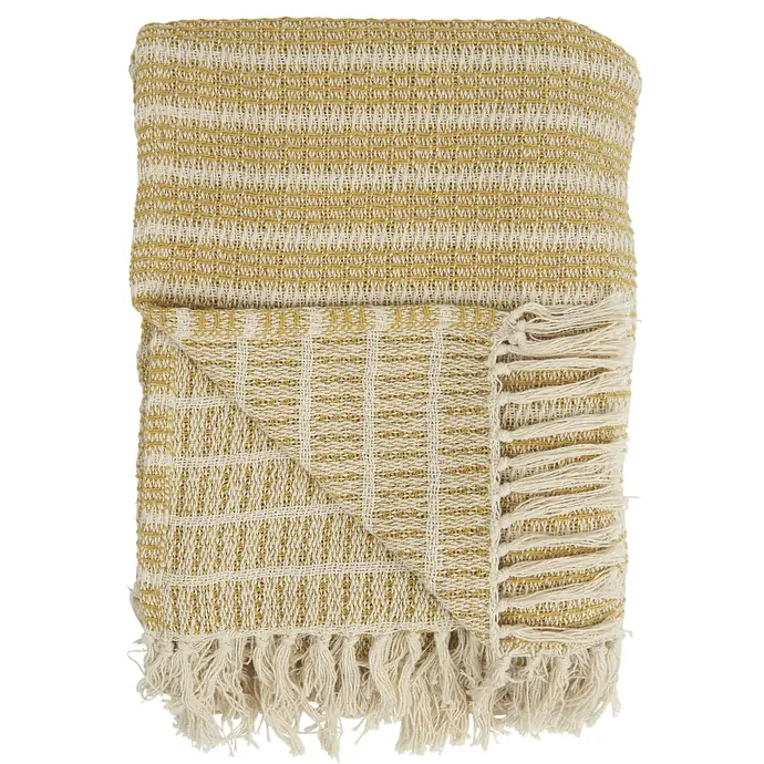 Ib Laursen / Bavlněný přehoz Cream & Mustard Stripes
