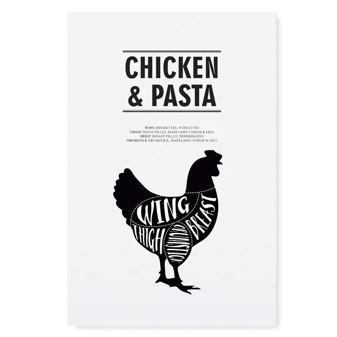TAFELGUT / Plagát Chicken and pasta 30x42