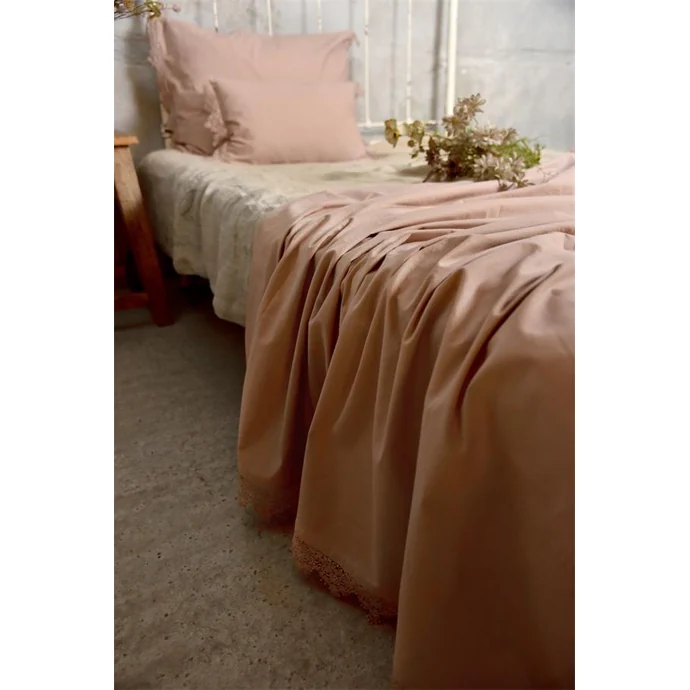 Jeanne d'Arc Living / Bavlněný přehoz na postel Lace Old Rose 140 × 280 cm