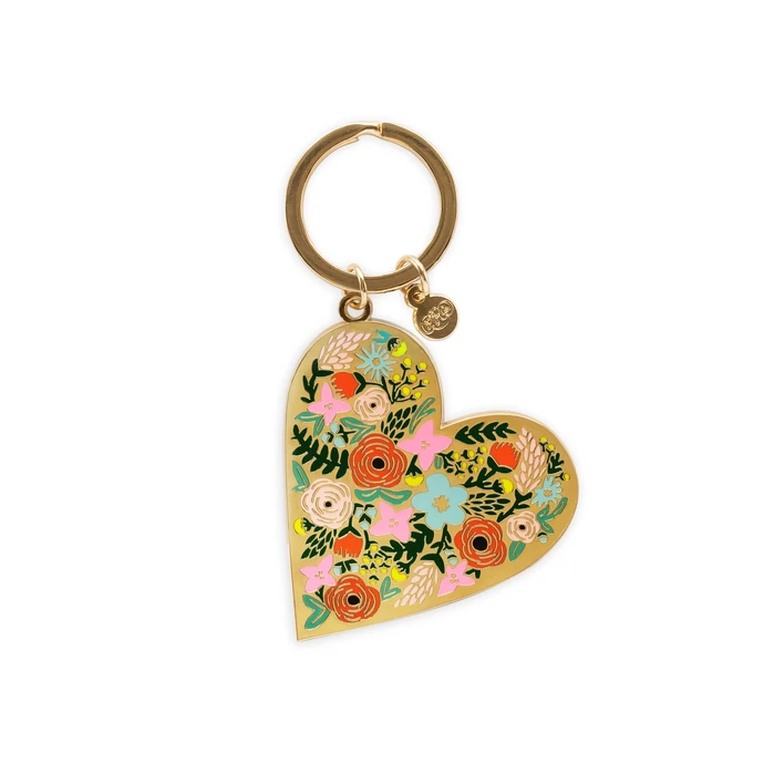 Rifle Paper Co. / Kovová kľúčenka Floral Heart Gold