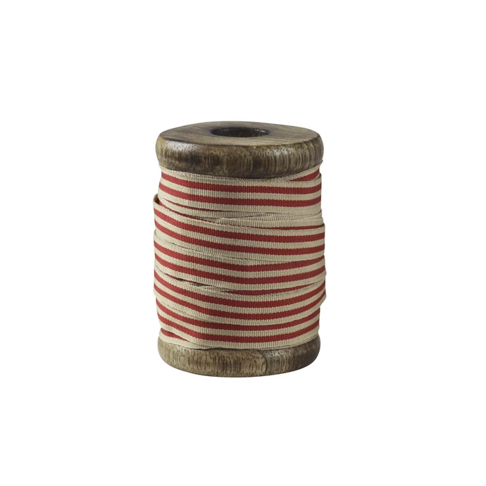 Chic Antique / Bavlnená stuha s cievkou Red Stripes - 5m