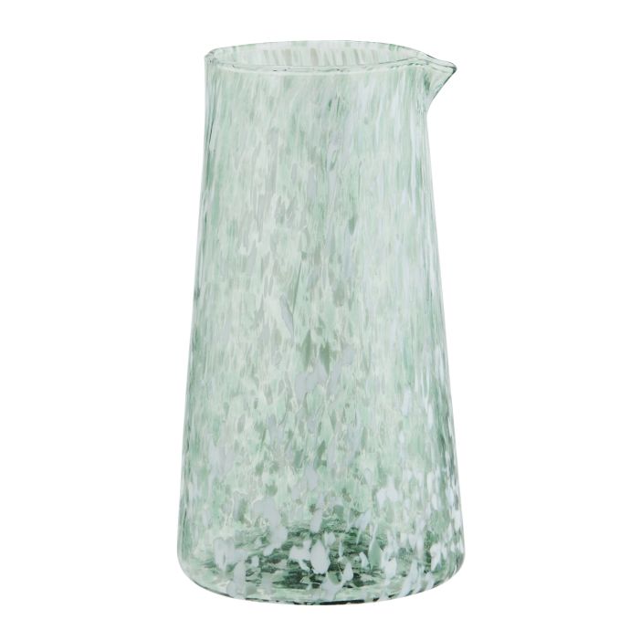 MADAM STOLTZ / Sklenený džbán z brokového skla White/Green 900 ml