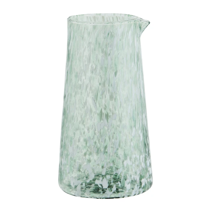 MADAM STOLTZ / Skleněný džbán z brokového skla White/Green 900 ml