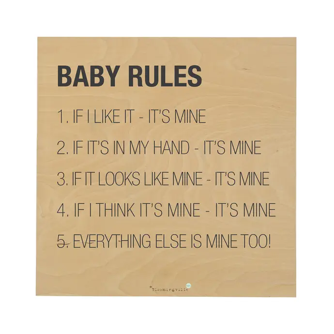 Bloomingville / Ceduľa Baby Rules