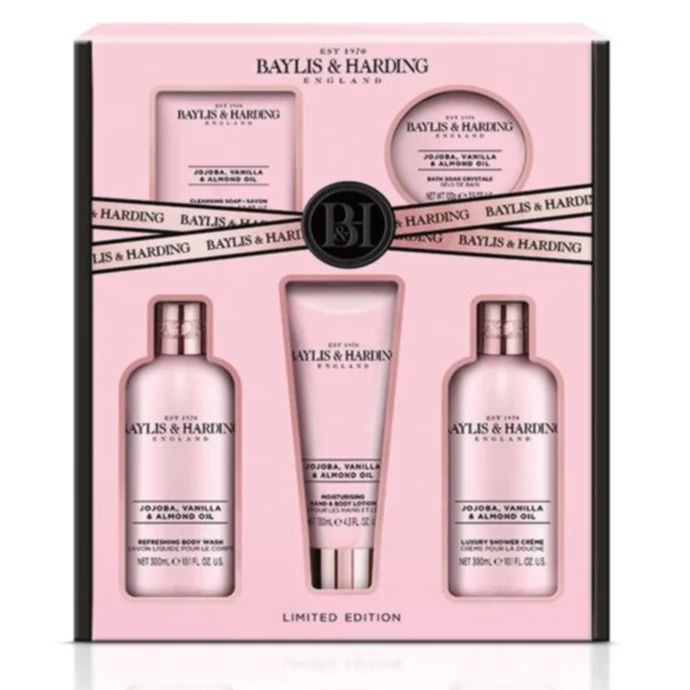 Baylis & Harding / Darčeková sada pre starostlivosť o telo Jojoba, Vanilla & Almond Oil - 5 ks