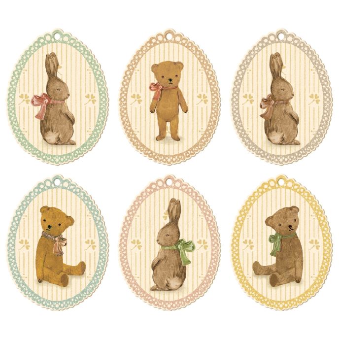Maileg / Štítky na dárky Bunnies and Teddies - 12 ks