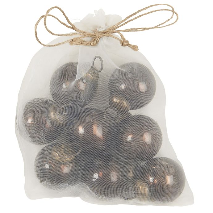 IB LAURSEN / Vánoční baňka Pebbled Rustic Brown - set 8 ks